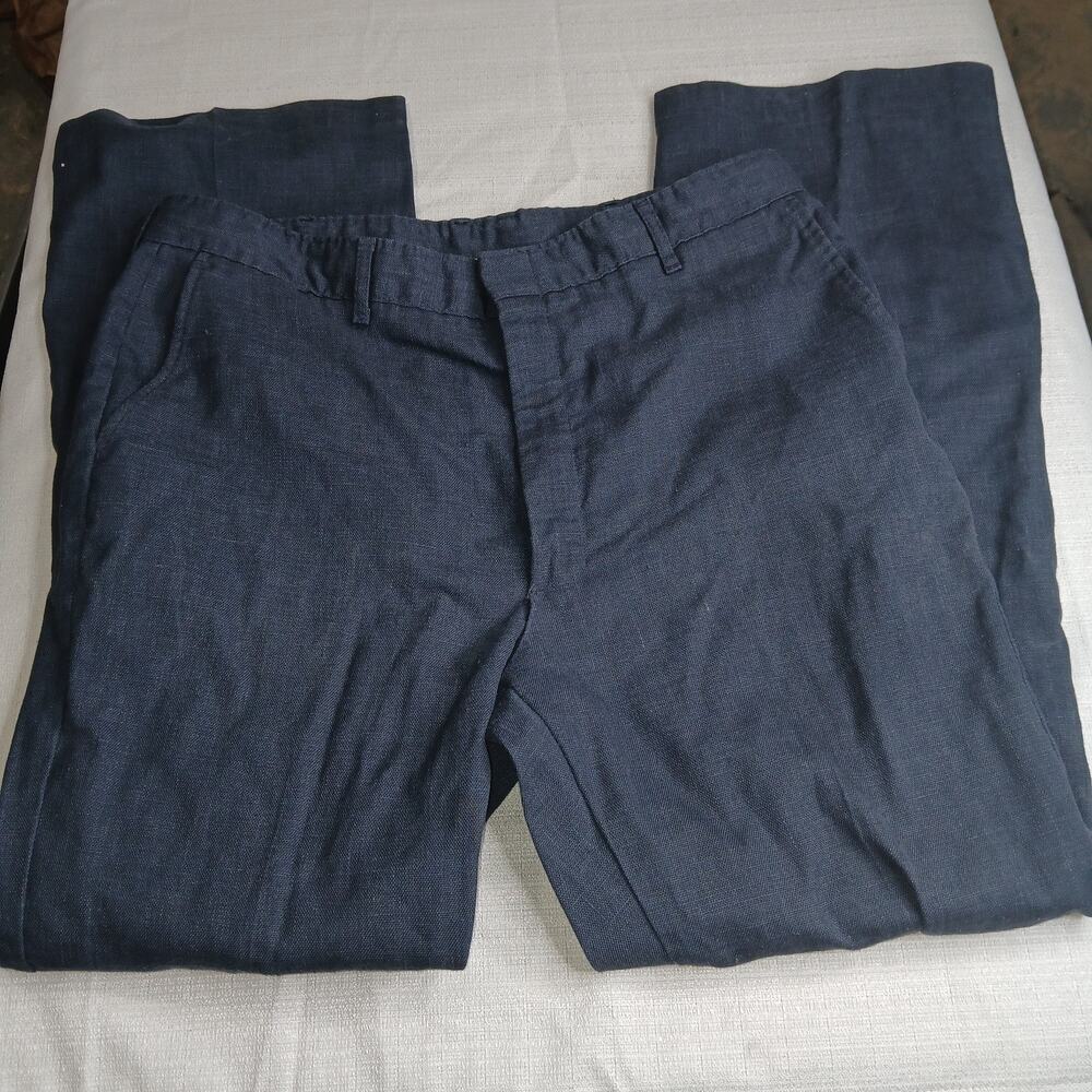 Farah Vintage Men's Polyester Pants 36x32 1970's flap button booty Navy Blue